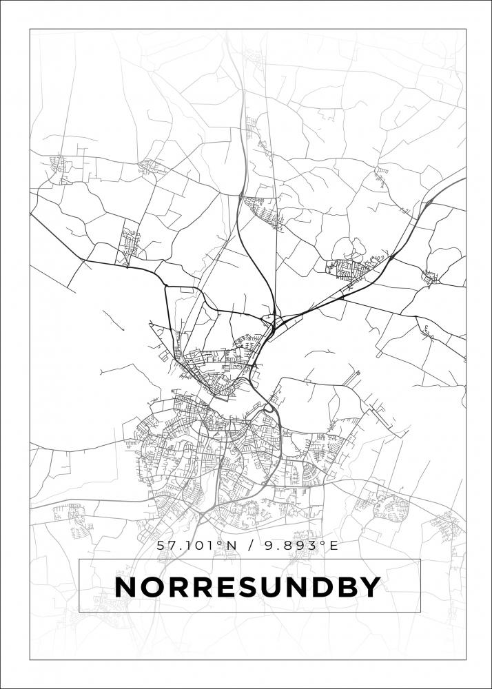 Mapa - Norresundby - Cartaz Branco