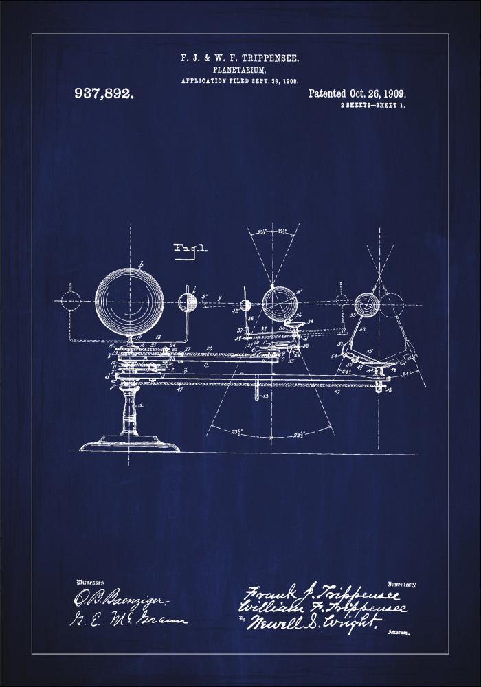 Desenho de patentes - Planetrio - Azul Pster