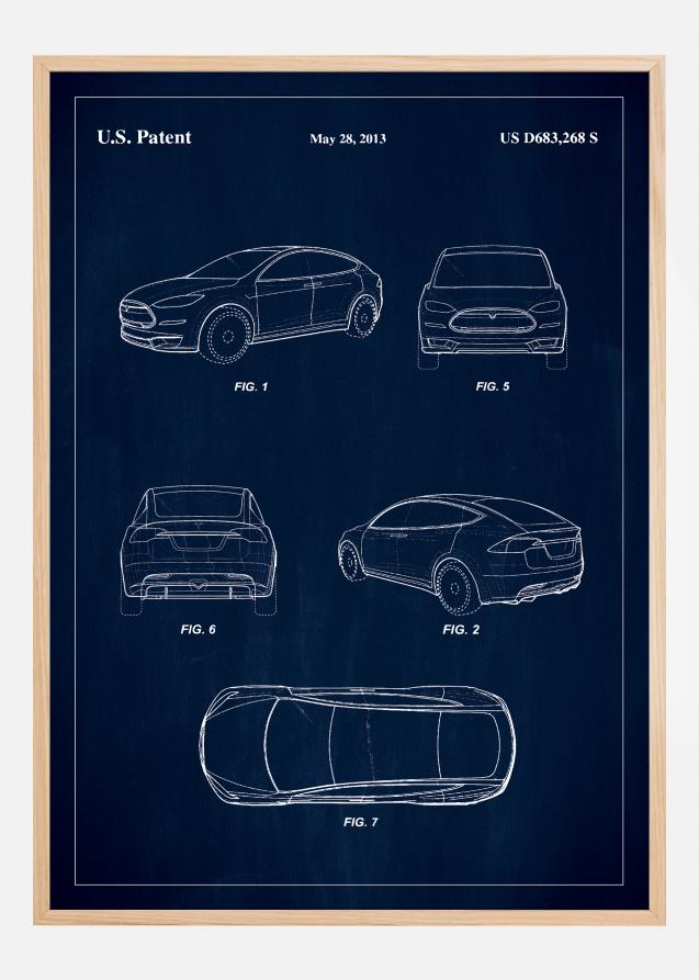 Patent Print - Tesla - Blue Póster