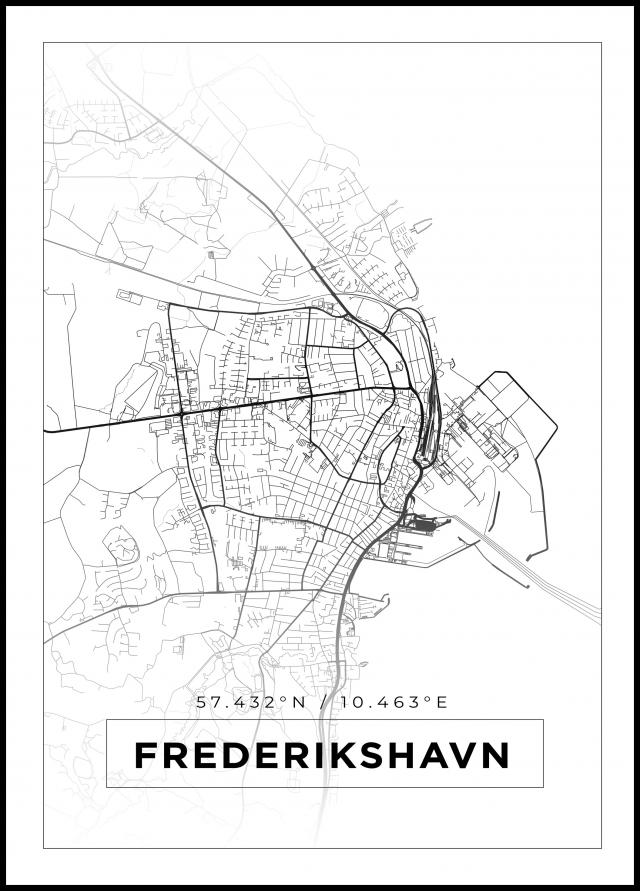 Mapa - Frederikshavn - Cartaz Branco