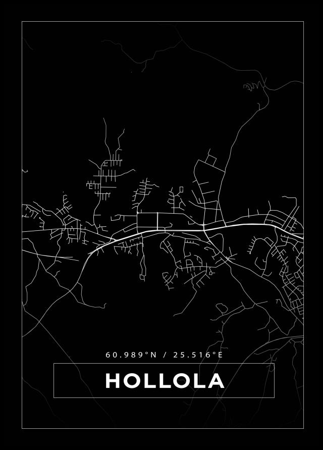 Mapa - Hollola - Cartaz Preto