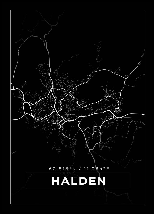 Mapa - Halden - Cartaz Preto