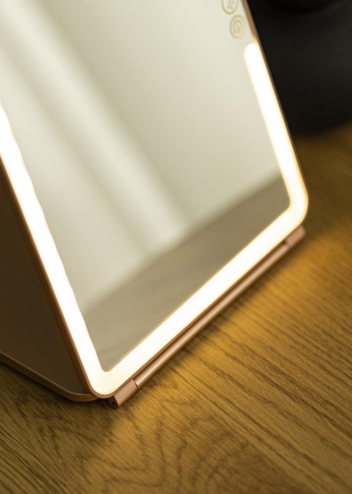 KAILA Espelho para toucador Travel LED Recarregvel Ouro rosado 19x25 cm