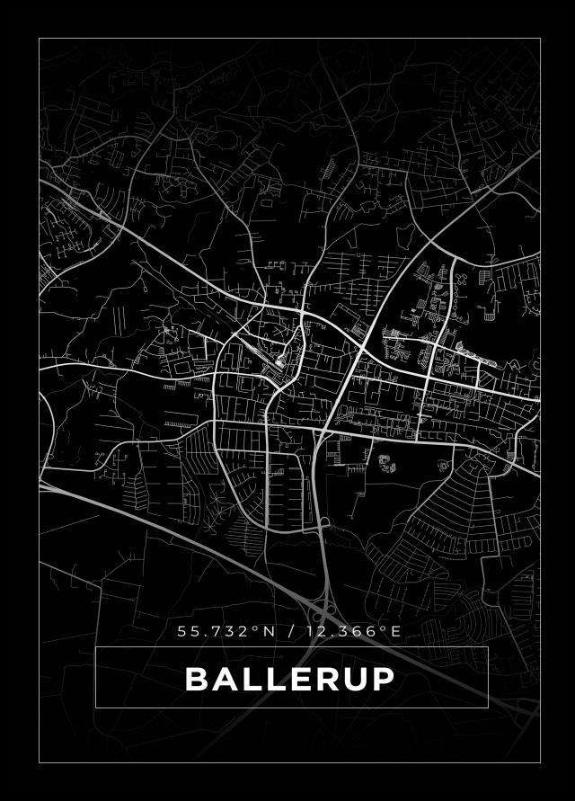 Mapa - Ballerup - Cartaz Preto