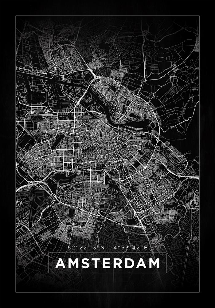 Mapa - Amsterdam - Preto Pster