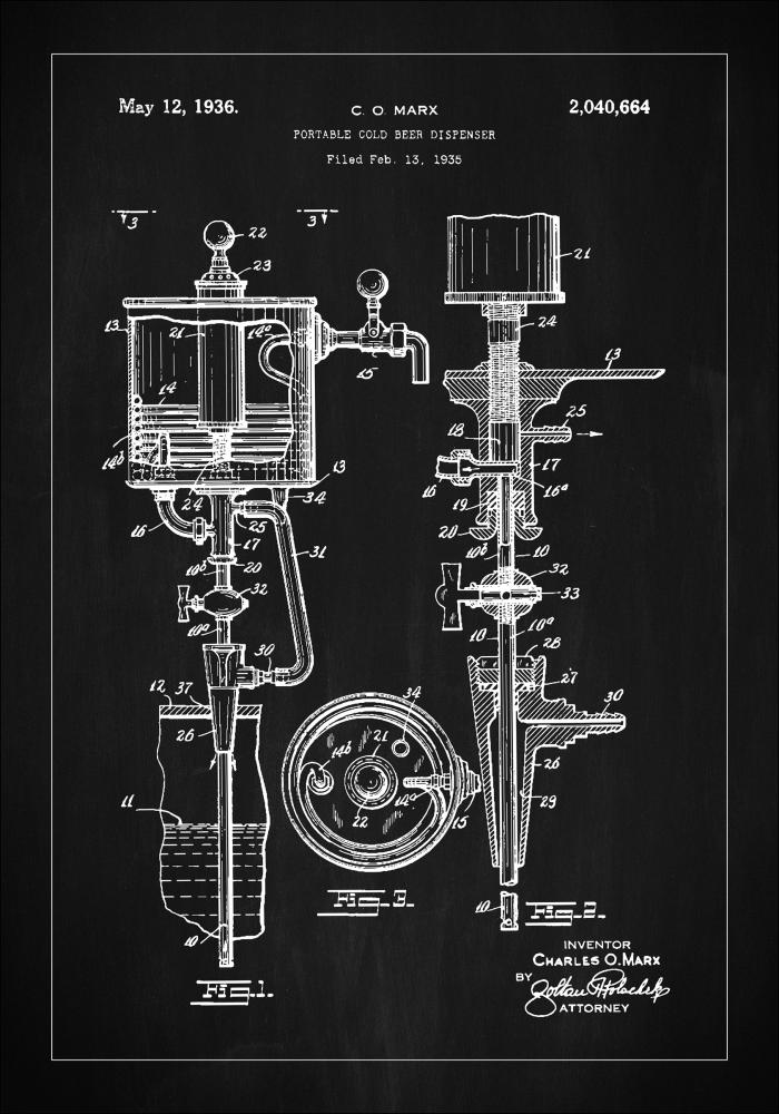 Patent Print - Portable Cold Beer Dispenser - Black Pster