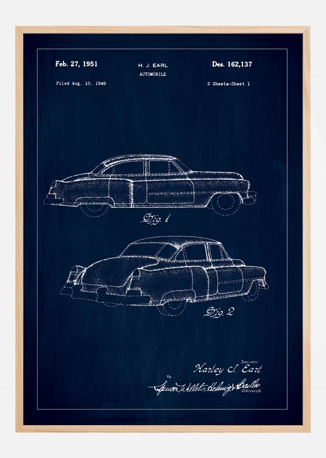 Desenho de patentes - Cadillac I - Azul Póster