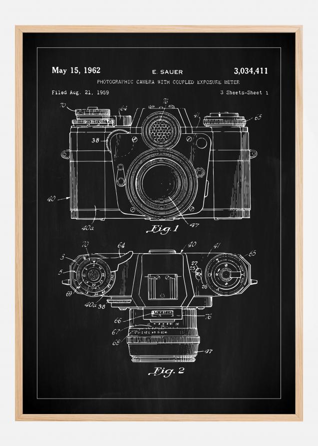 Desenho de patentes - Máquina fotográfica I - Preto Póster