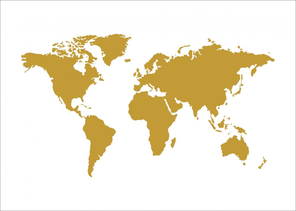 Mapa-mundo Dourado Pster