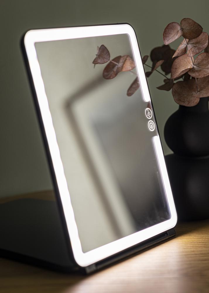 KAILA Espelho para toucador Travel LED Recarregvel Preto 19x25 cm