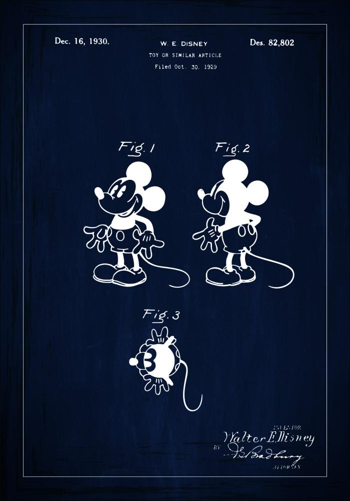 Desenho de patentes - Disney - Rato Mickey - Azul Pster