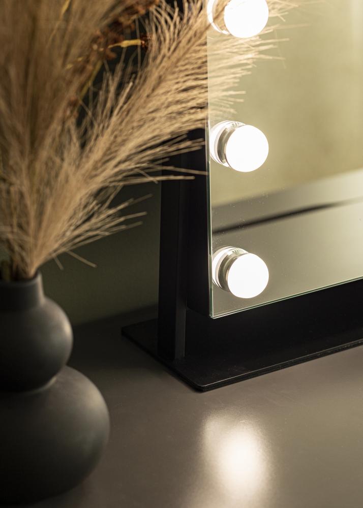 KAILA Espelho para toucador Soft Corner LED Preto 60x52 cm