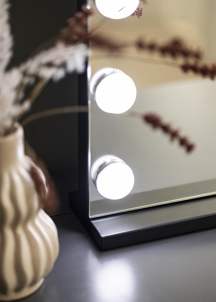 KAILA Espelho para toucador Base LED 14 Preto 65x56 cm