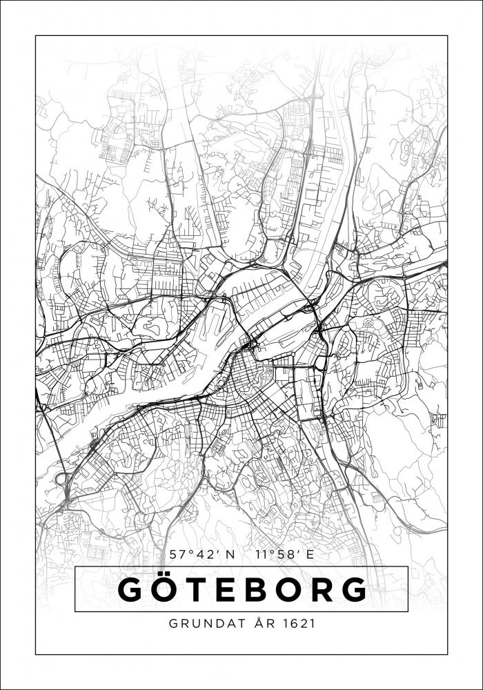 Mapa - Gteborg - Branco Pster