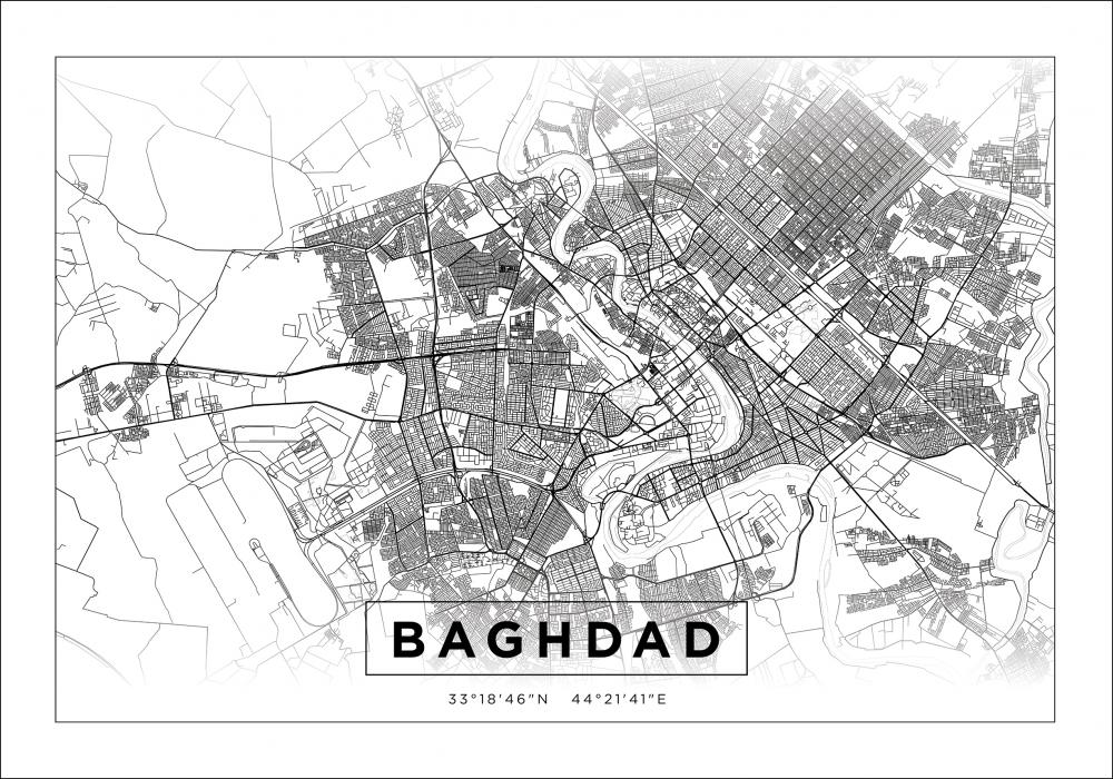 Mapa - Baghdad - Branco Pster