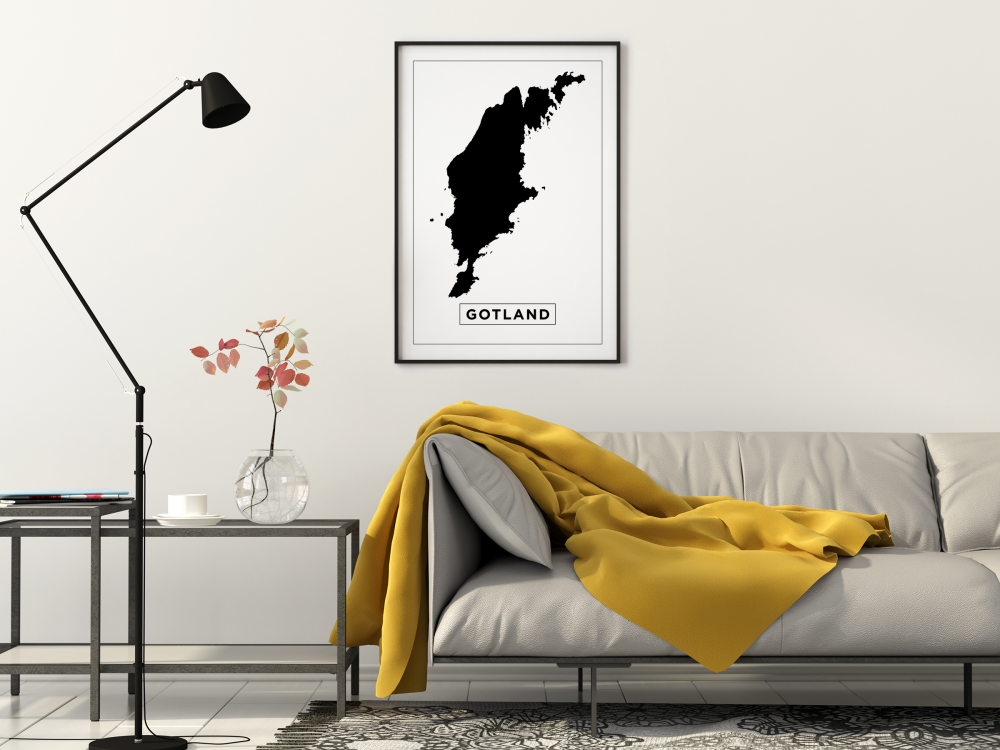 Mapa - Gotland - Cartaz Branco