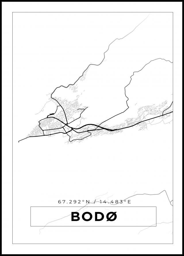 Mapa - Bodø - Cartaz Branco