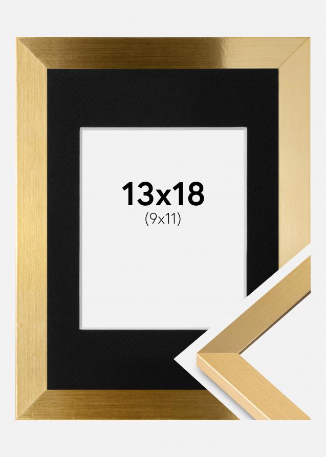 Moldura Selection Dourado 13x18 cm - Passe-partout Preto 10x12 cm