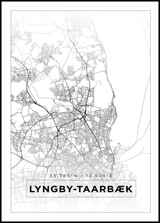 Mapa - Lyngby-Taarbæk - Cartaz Branco