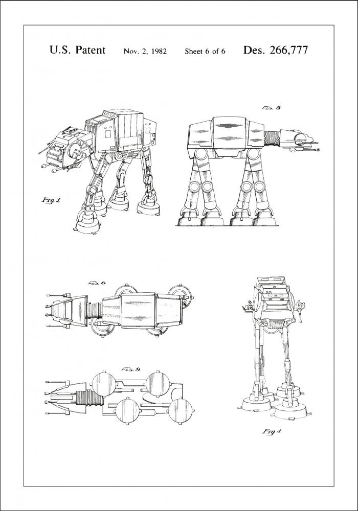 Desenho de patentes - Star Wars - Walker - Branco Pster