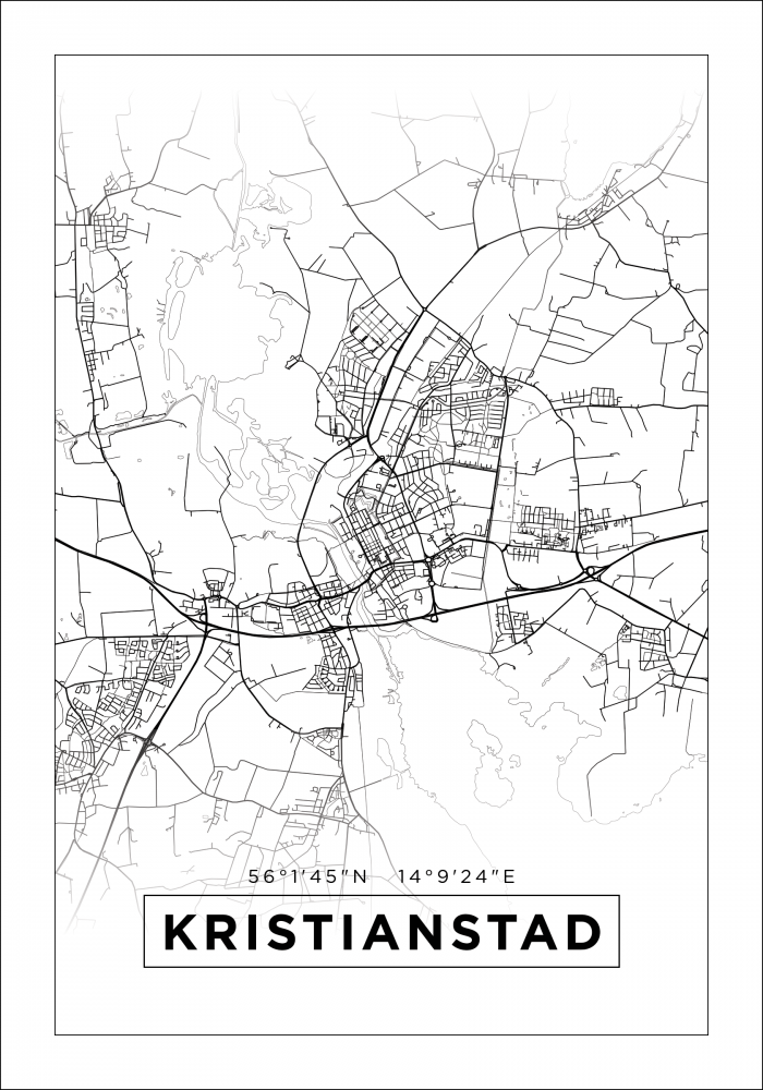 Mapa - Kristianstad - Cartaz Branco