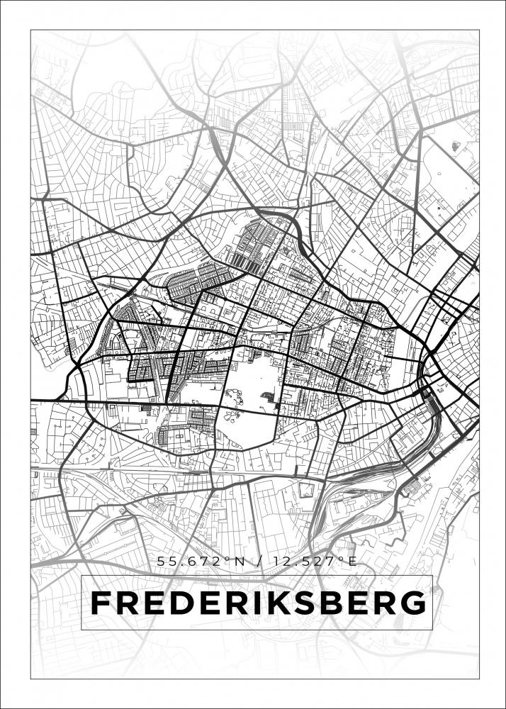 Mapa - Frederiksberg - Cartaz Branco