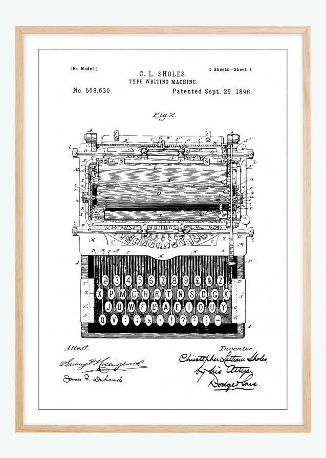 Desenho de patentes - Máquina de escrever Póster