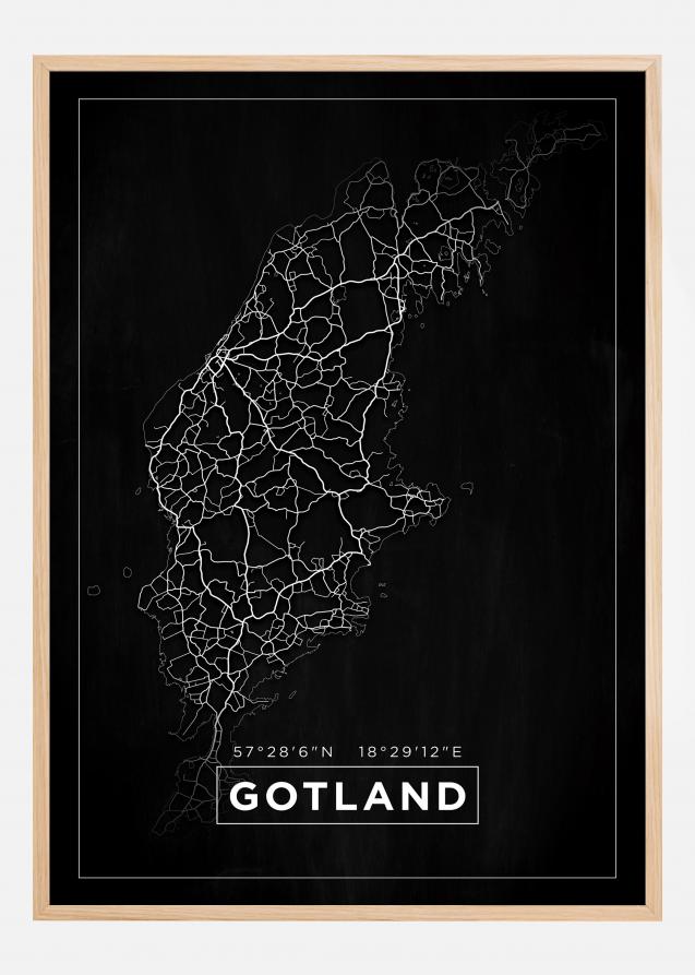 Mapa - Gotland - Cartaz Preto