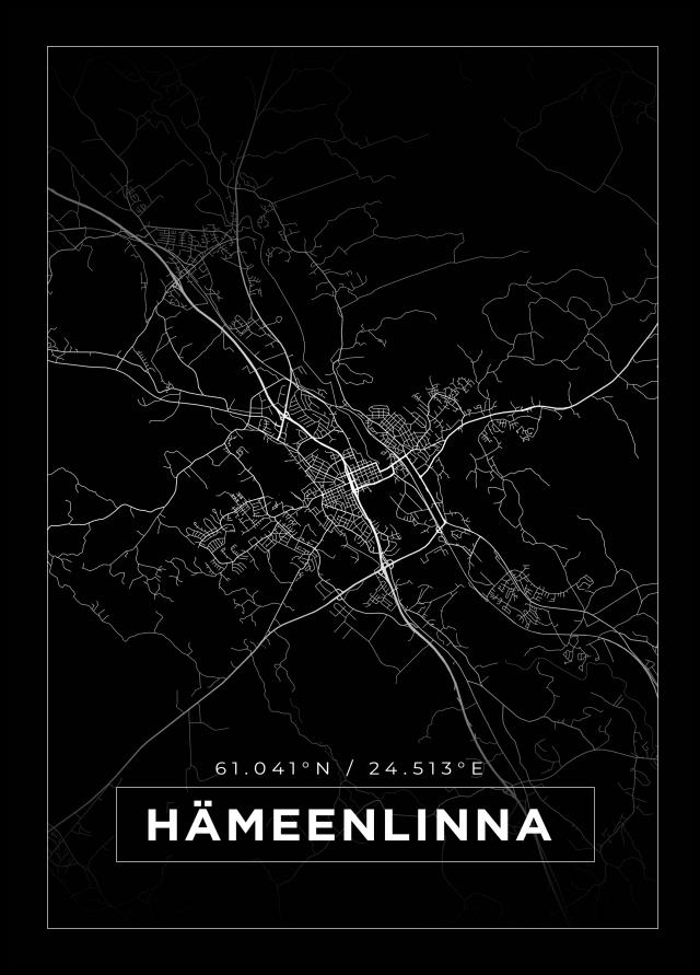 Mapa - Hämeenlinna - Cartaz Preto