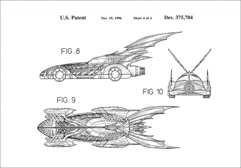 Desenho de patentes - Batman - Batmobile 1996 IIII Pster