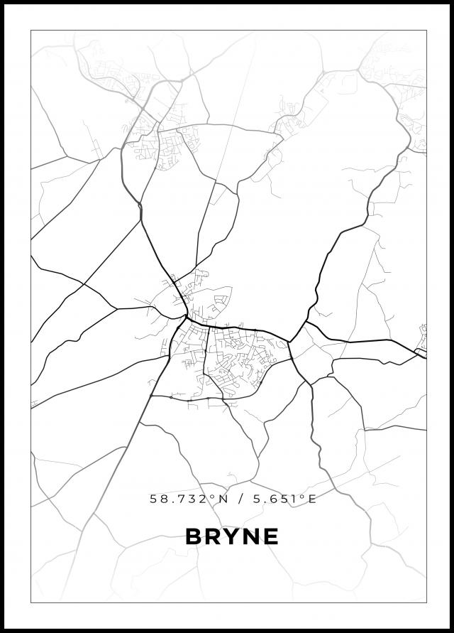 Mapa - Bryne - Cartaz Branco