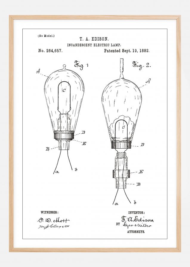 Desenho de patentes - Lâmpada A - Branco Póster