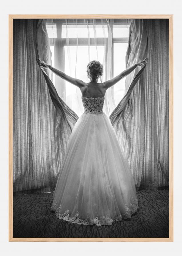 Elegant bride at big window Póster
