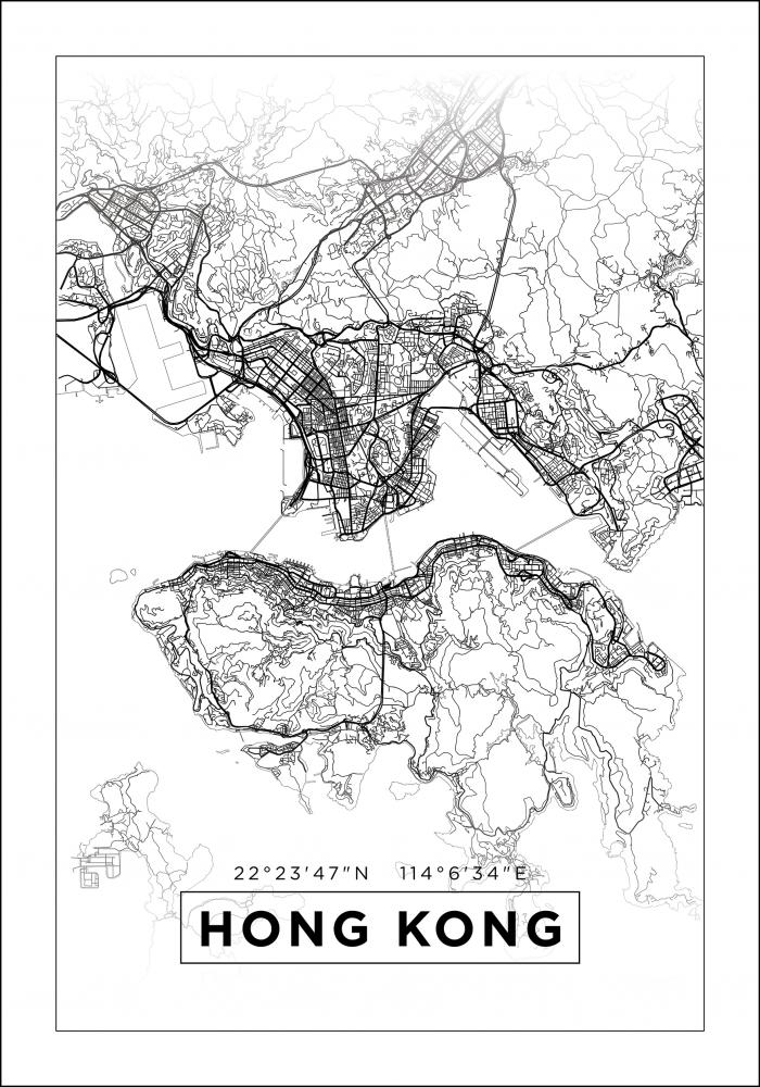 Mapa - Hong Kong - Branco Pster