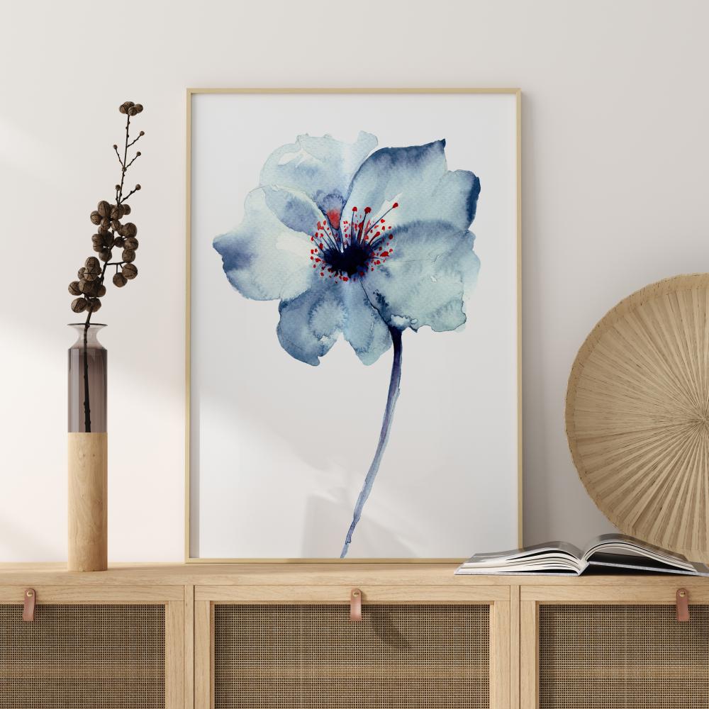Aquarelle Flower - Blue Pster