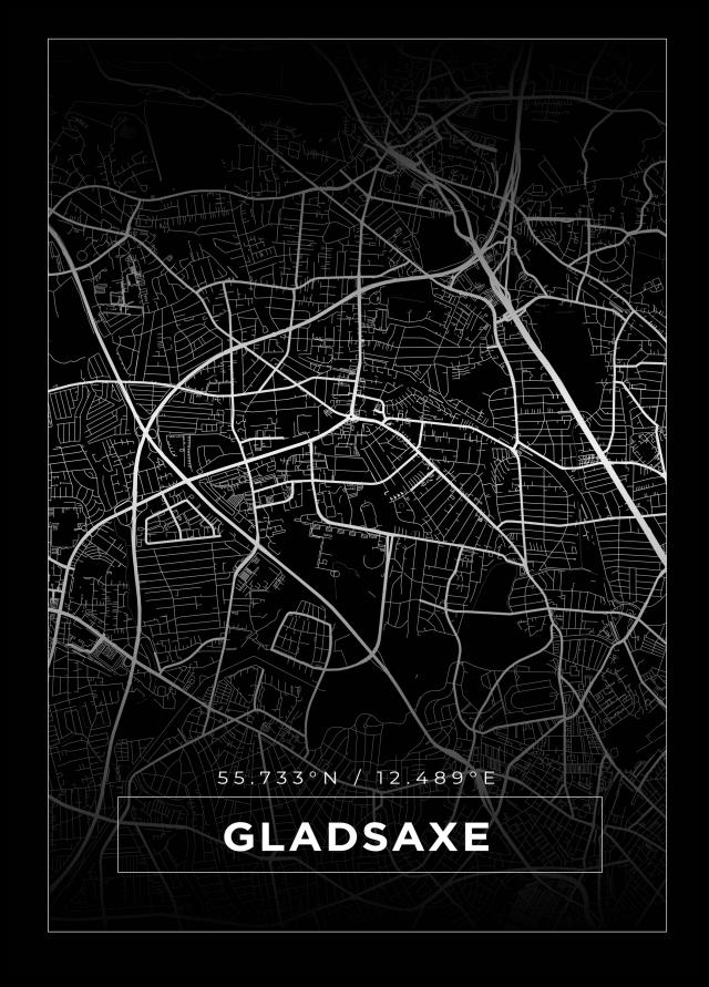 Mapa - Gladsaxe - Cartaz Preto