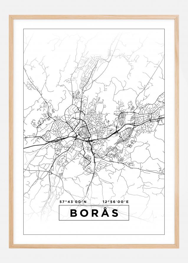 Mapa - Borås - Cartaz Branco
