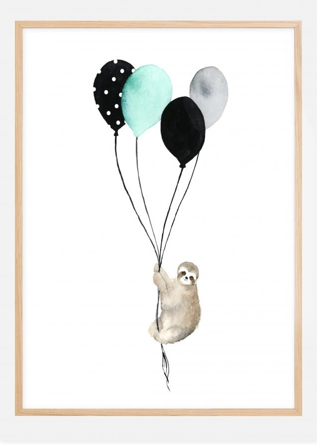 Sloth With Balloons Póster