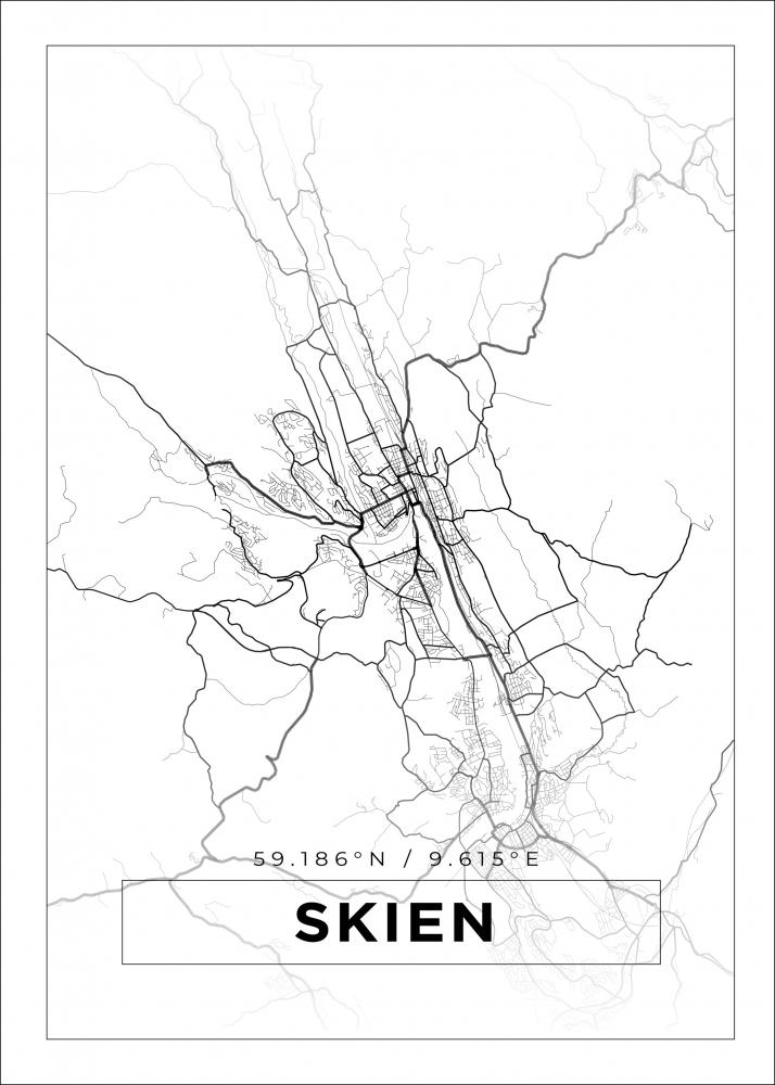 Mapa - Skien - Cartaz Branco