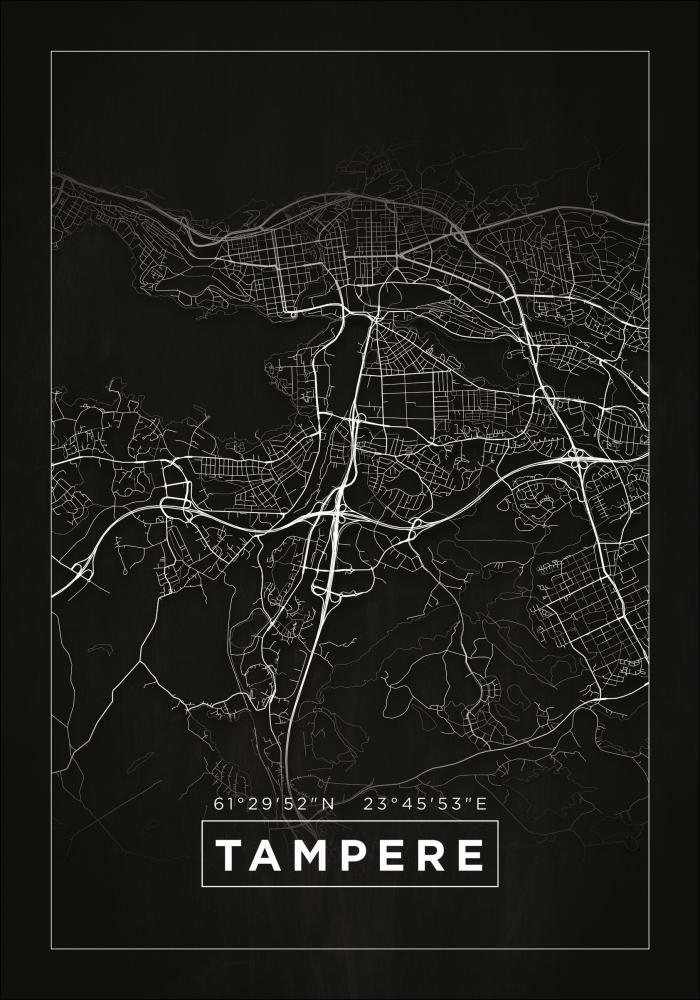 Mapa - Tampere - Cartaz Preto
