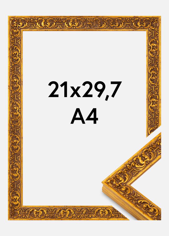 Moldura Amber Vidro Acrílico Ouro 21x29,7 cm (A4)