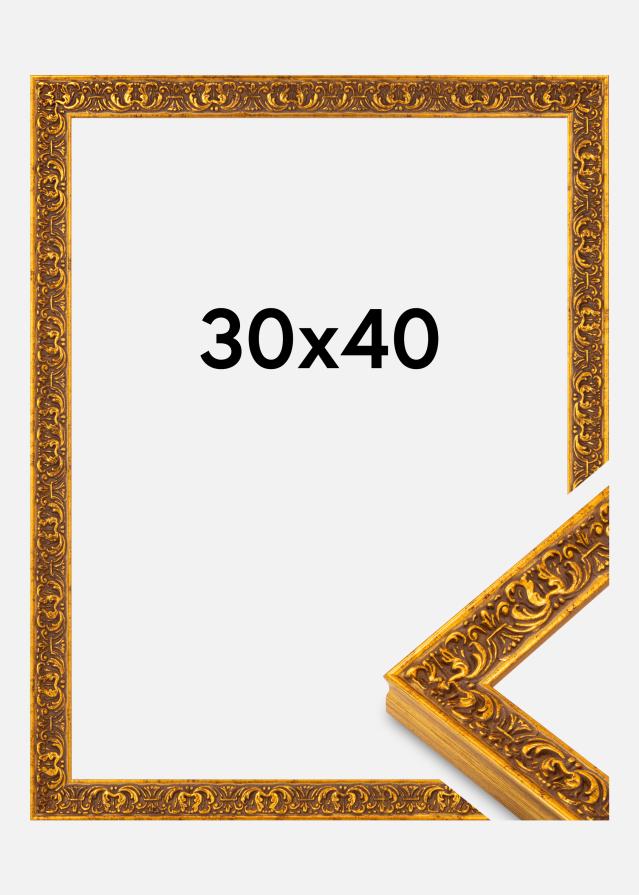 Moldura Amber Vidro Acrílico Dourado 30x40 cm