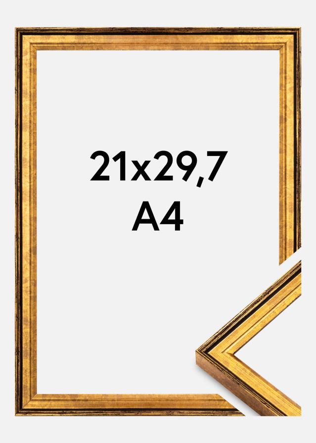 Moldura Ringa Vidro Acrílico Ouro 21x29,7 cm (A4)