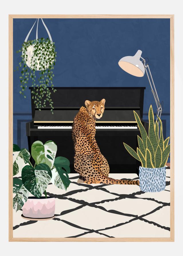 Cheetah playing piano Póster
