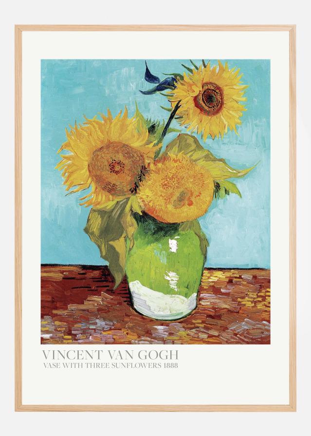 Vase With Three Sunflowers Póster