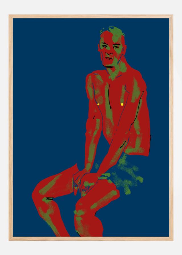 A Man Posing Blue Póster