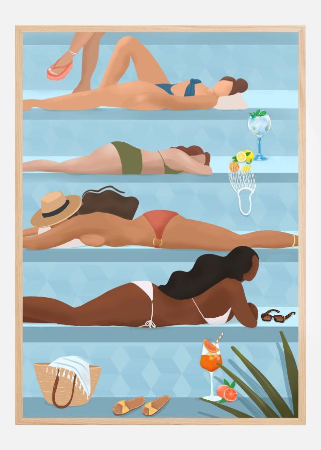 Ladies by the pool Póster