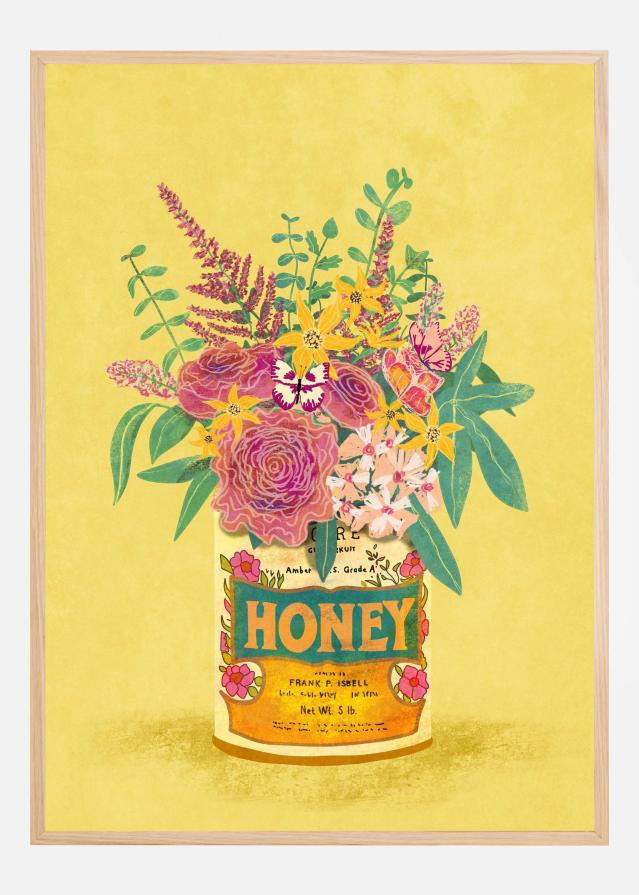 Flowers In a vintage Honey Can Póster