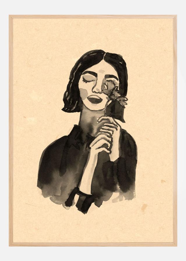 Girl With Flower Póster