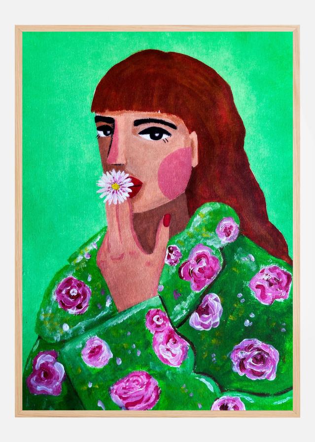 Woman Smoking a Flower Póster